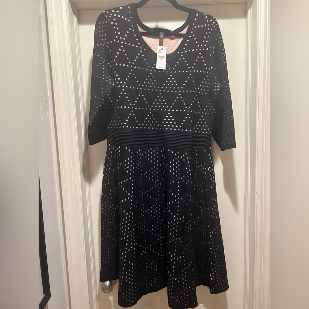 Lane Bryant Black and Nude Patterned Dress
